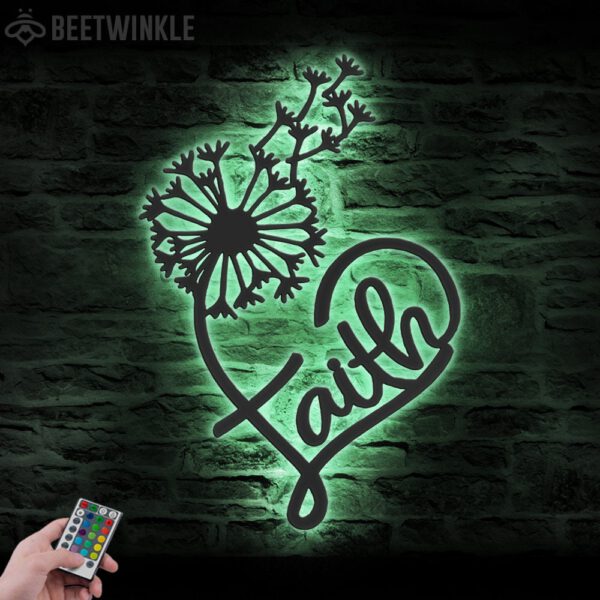 Dandelion-Faith-Heart-Metal-Wall-Art-LED-Light-7