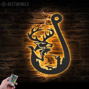 Deer-Duck-And-Fish-Hunting-Metal-Wall-Art-LED-Light-2