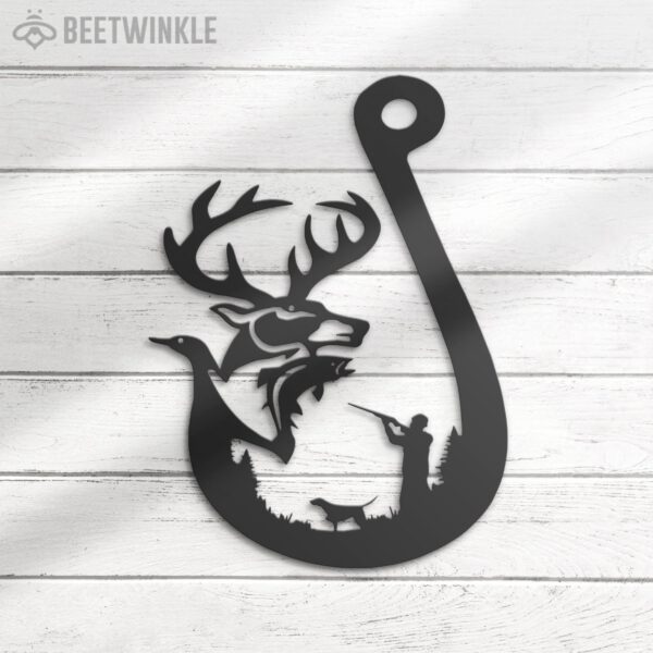 Deer-Duck-And-Fish-Hunting-Metal-Wall-Art-LED-Light-3