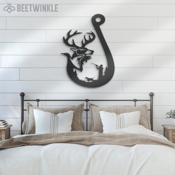 Deer-Duck-And-Fish-Hunting-Metal-Wall-Art-LED-Light