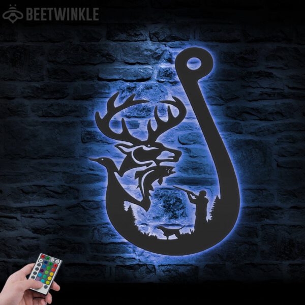 Deer-Duck-And-Fish-Hunting-Metal-Wall-Art-LED-Light-7