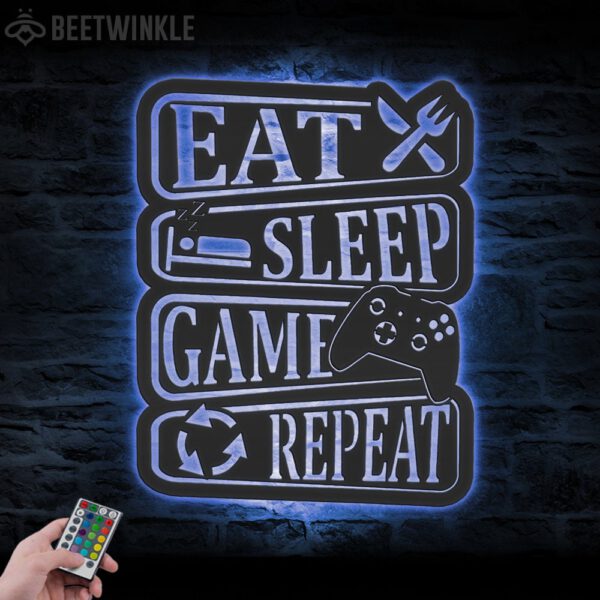 Eat-Sleep-Game-Repeat-Metal-Wall-Art-LED-Light-6-1