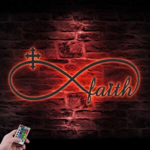 Faith-Infinity-Loop-Knot-With-Cross-Metal-Wall-Art-LED-Light-2