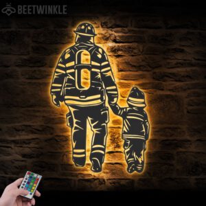 Father-Son-Firefighter-Metal-Wall-Art-LED-Light-2