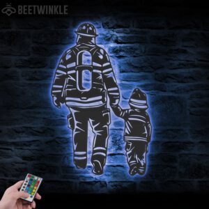 Father-Son-Firefighter-Metal-Wall-Art-LED-Light-3