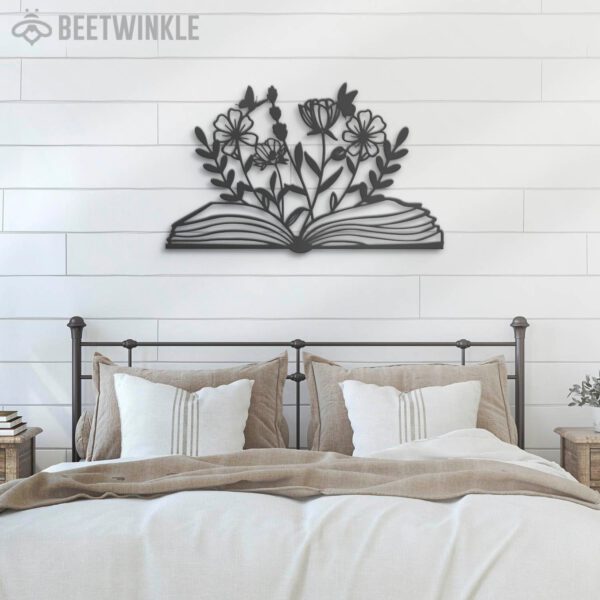 Floral-Book-Lover-Metal-Wall-Art-LED-Light