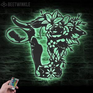 Floral-Dairy-Cow-Farmhouse-Metal-Wall-Art-LED-Light-2