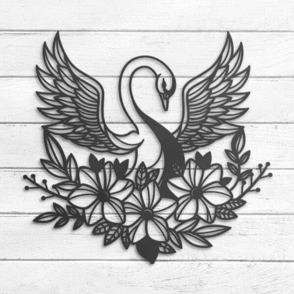 Floral-Swan-Metal-Wall-Art-LED-Light-3