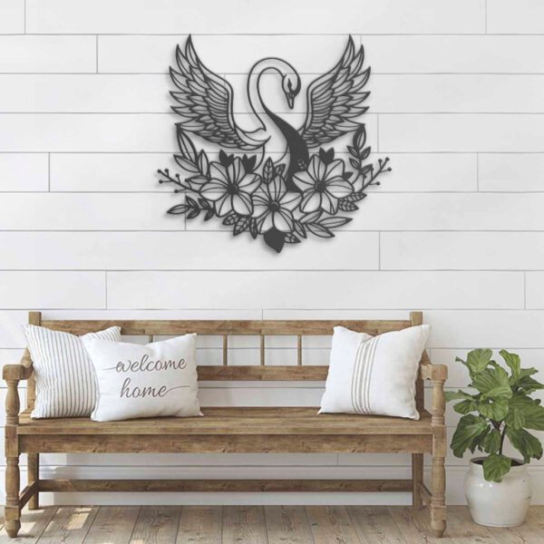 Floral-Swan-Metal-Wall-Art-LED-Light-4