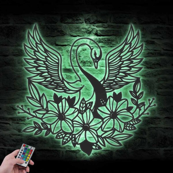 Floral-Swan-Metal-Wall-Art-LED-Light-5