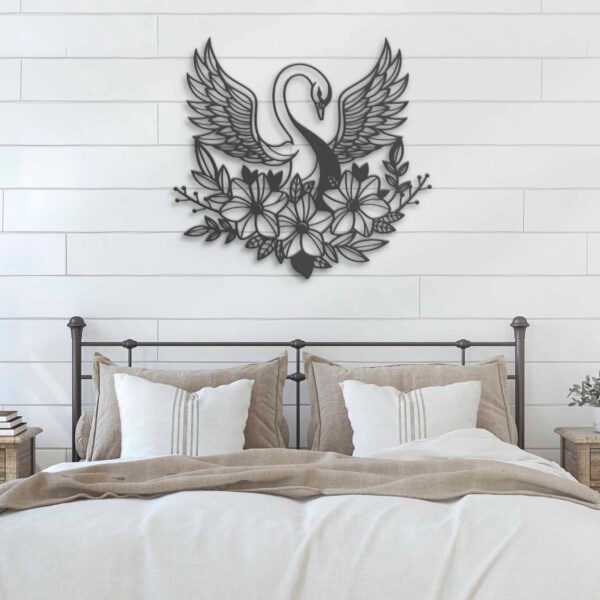 Floral-Swan-Metal-Wall-Art-LED-Light-7