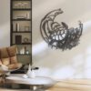 Floral-Turtle-With-Wave-Metal-Wall-Art-LED-Light