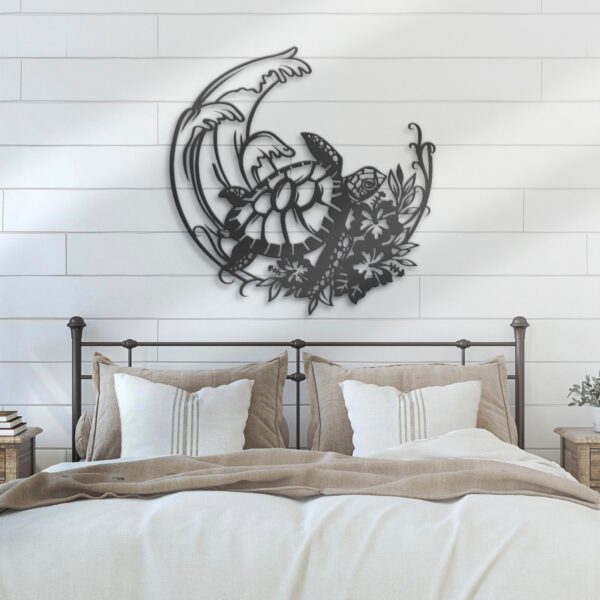 Floral-Turtle-With-Wave-Metal-Wall-Art-LED-Light-8