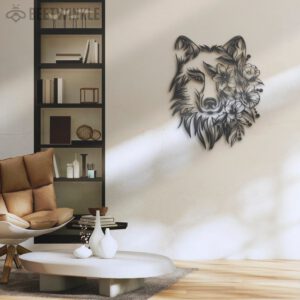 Floral-Wolf-Metal-Wall-Art-LED-Light-2