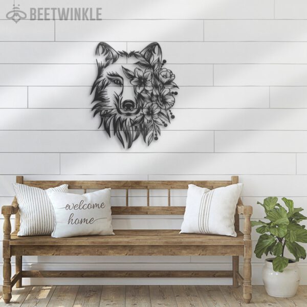 Floral-Wolf-Metal-Wall-Art-LED-Light-3