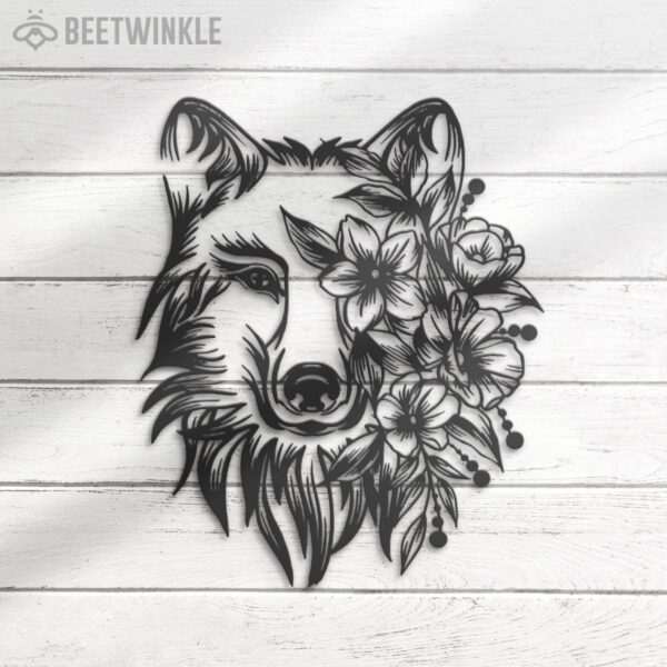 Floral-Wolf-Metal-Wall-Art-LED-Light-4