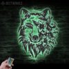 Floral-Wolf-Metal-Wall-Art-LED-Light-5