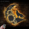 Floral-Wolf-On-The-Srescent-Moon-Sunflower-Metal-Wall-Art-LED-Light