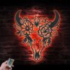 Flower-Cow-Skull-Farmhouse-Metal-Wall-Art-LED-Light-6