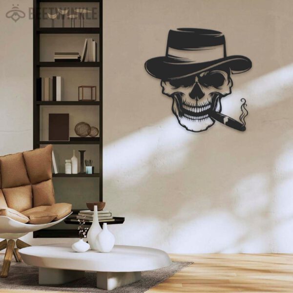 Gangter-Sugar-Skull-Cigar-Metal-Wall-Art-LED-Light-5