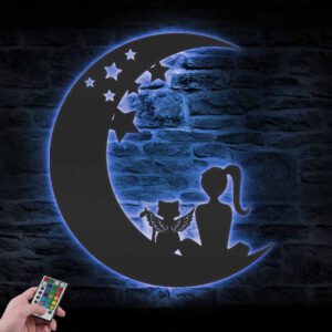 Girl-And-Cat-Angle-Wing-On-The-Moon-Metal-Wall-Art-with-LED-Light-3