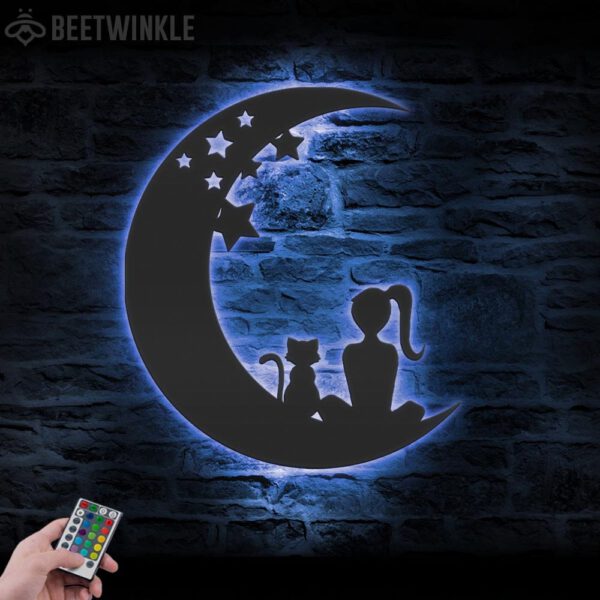 Girl-And-Cat-On-The-Moon-Metal-Wall-Art-with-LED-Light-7-1