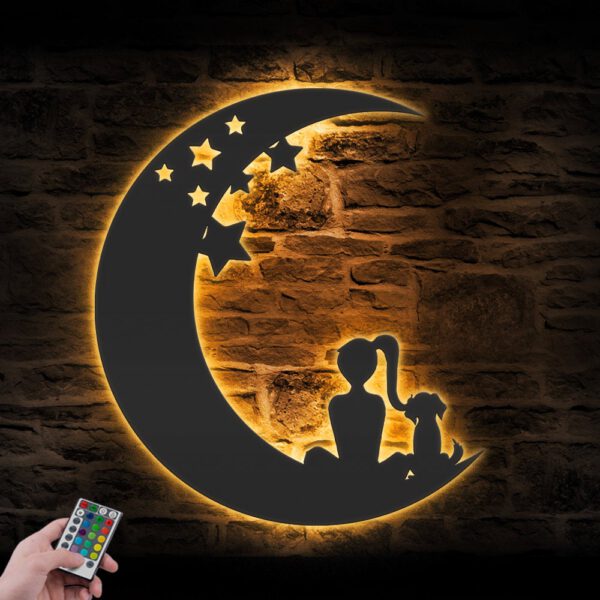 Girl-And-Dog-On-The-Moon-Metal-Wall-Art-with-LED-Light-1