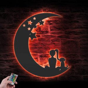 Girl-And-Dog-On-The-Moon-Metal-Wall-Art-with-LED-Light-3-1