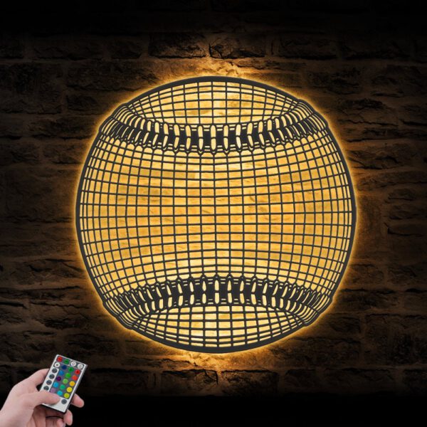 Girl-Baseball-Ball-Metal-Wall-Art-LED-Light-2-1