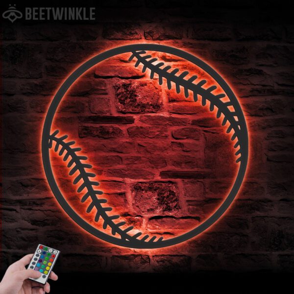 Girl-Baseball-Ball-Metal-Wall-Art-LED-Light-7