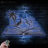 Girl-Beach-Scene-on-the-Book-Lover-Metal-Wall-Art-LED-Light