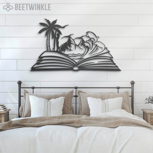 Girl-Beach-Scene-on-the-Book-Lover-Metal-Wall-Art-LED-Light-3