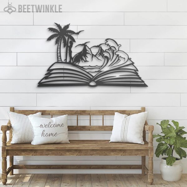 Girl-Beach-Scene-on-the-Book-Lover-Metal-Wall-Art-LED-Light-8