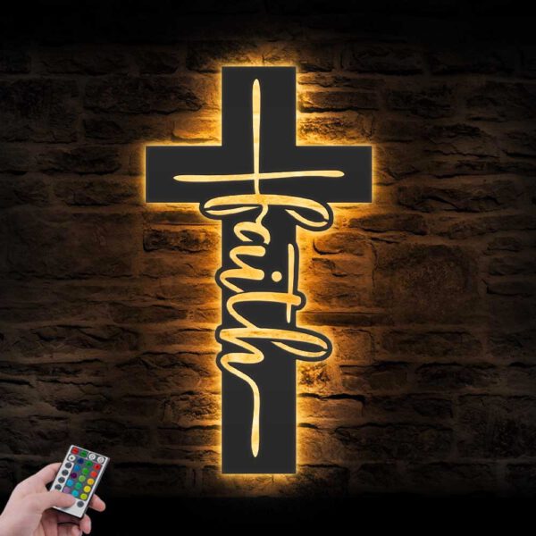 God-Faith-Cross-Metal-Wall-Art-LED-Light-5