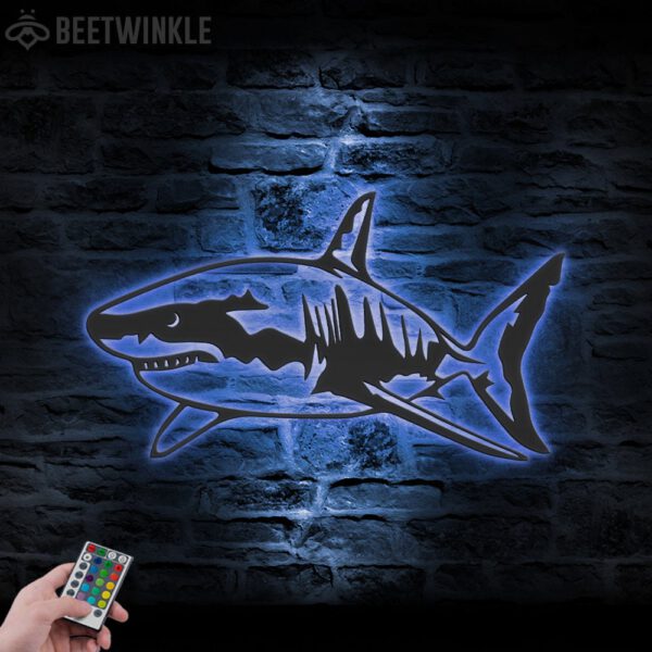 Great-White-Shark-Metal-Wall-Art-LED-Light-4