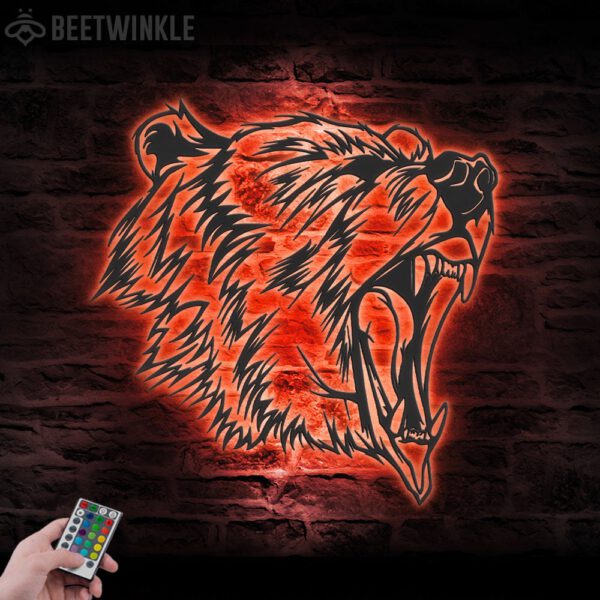 Grizzly-Bear-Metal-Wall-Art-LED-Light-2-3