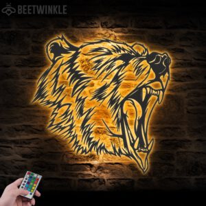 Grizzly-Bear-Metal-Wall-Art-LED-Light-3-3