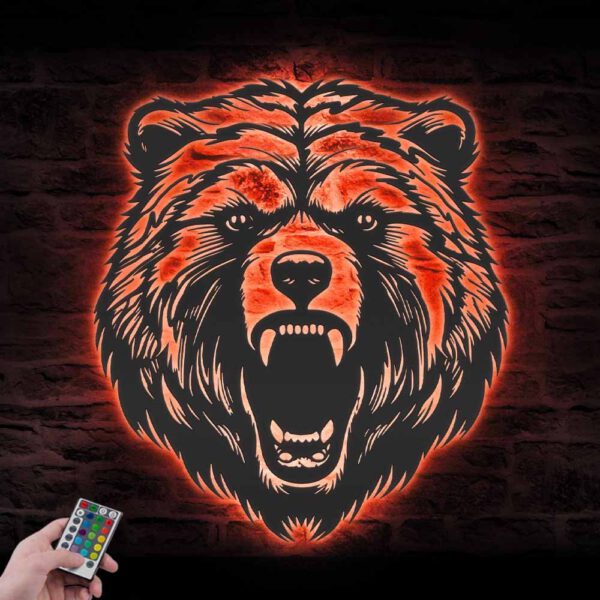 Grizzly-Bear-Metal-Wall-Art-LED-Light-3