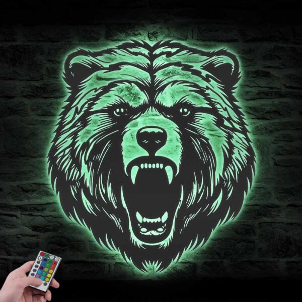 Grizzly-Bear-Metal-Wall-Art-LED-Light