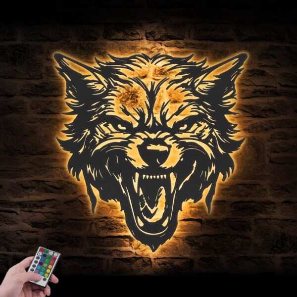 Halloween-Wolf-Angry-Metal-Wall-Art-LED-Light-2