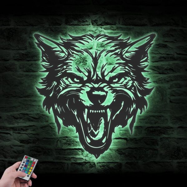 Halloween-Wolf-Angry-Metal-Wall-Art-LED-Light-7