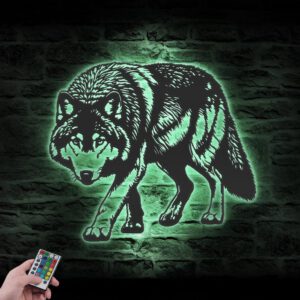 Halloween-Wolf-Metal-Wall-Art-LED-Light-3