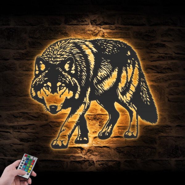 Halloween-Wolf-Metal-Wall-Art-LED-Light-5