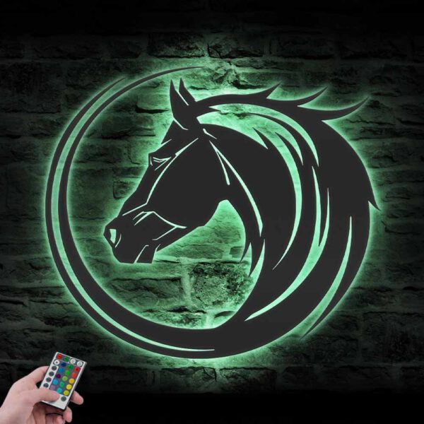 Head-Horse-Circle-Metal-Wall-Art-LED-Light-2