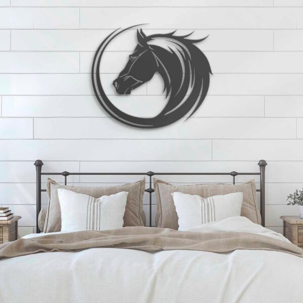 Head-Horse-Circle-Metal-Wall-Art-LED-Light-3