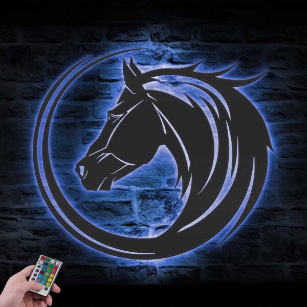 Head-Horse-Circle-Metal-Wall-Art-LED-Light-5