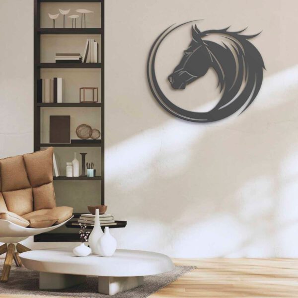 Head-Horse-Circle-Metal-Wall-Art-LED-Light-8