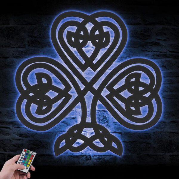 Heart-Celtic-Knot-Shamrock-Metal-Wall-Art-LED-Light-6