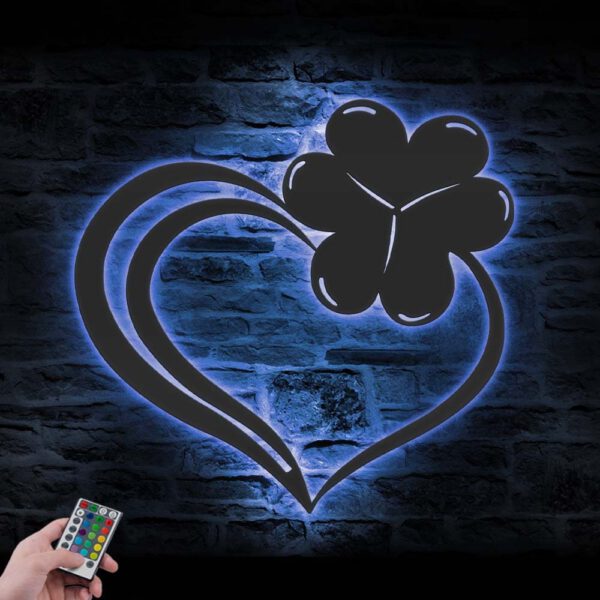 Heart-Shamrock-Metal-Wall-Art-LED-Light-2