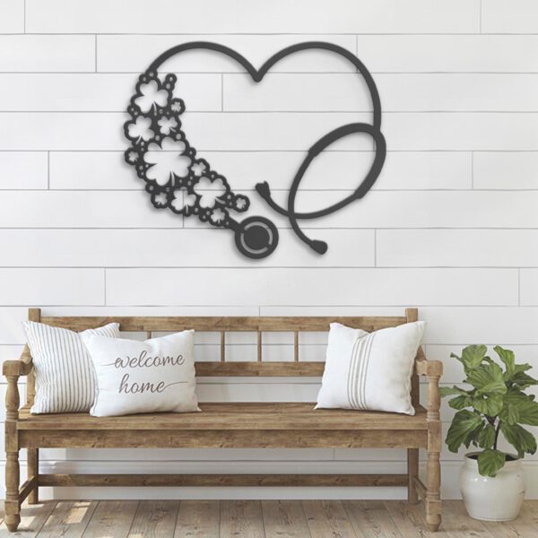 Heart-Stethoscope-Shamrock-Metal-Wall-Art-LED-Light-6